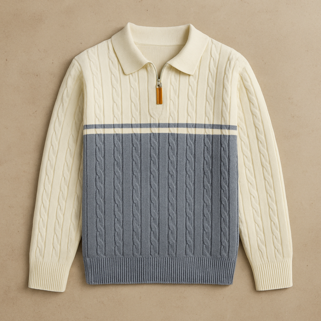 Mads - Sporty Cable Knit Sweater