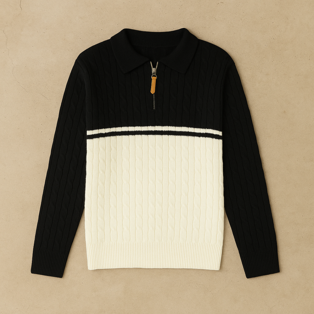 Mads - Sporty Cable Knit Sweater