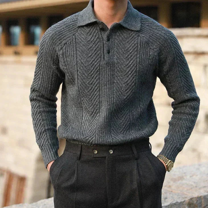 Noah | Old Money Cashmere Knitted Polo Sweater