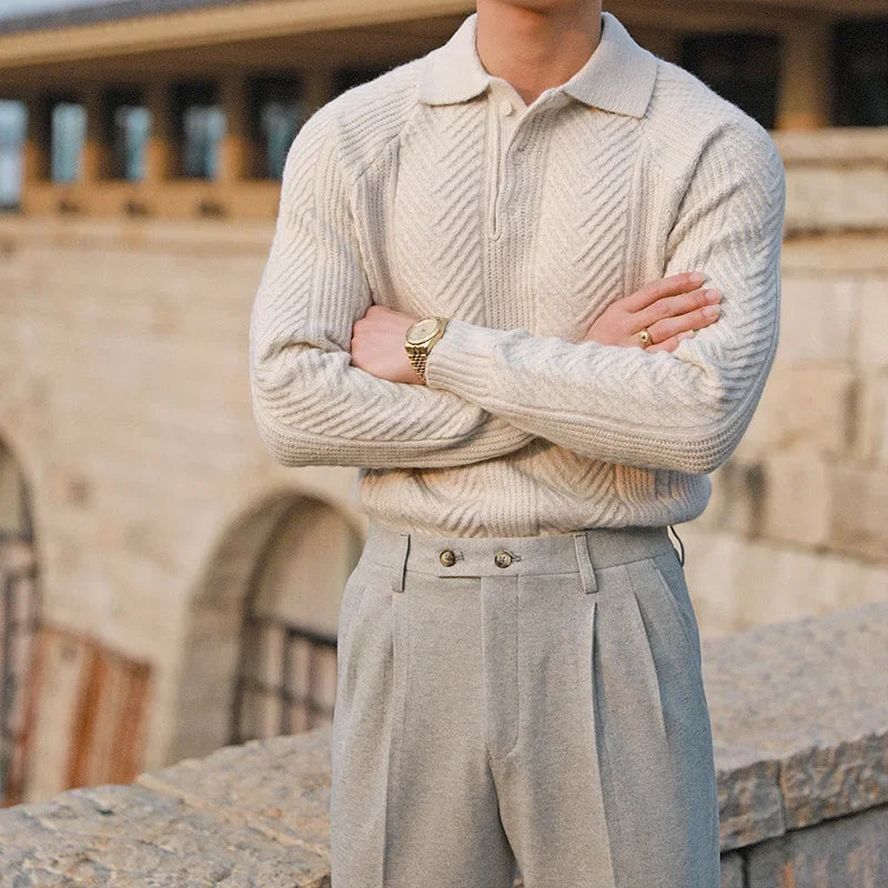 Noah | Old Money Cashmere Knitted Polo Sweater