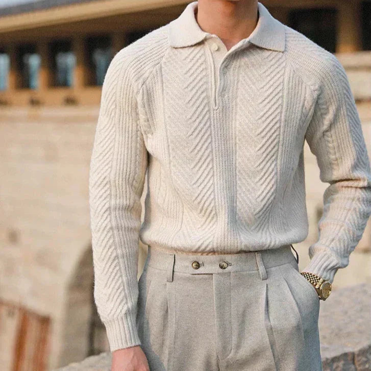 Noah | Old Money Cashmere Knitted Polo Sweater