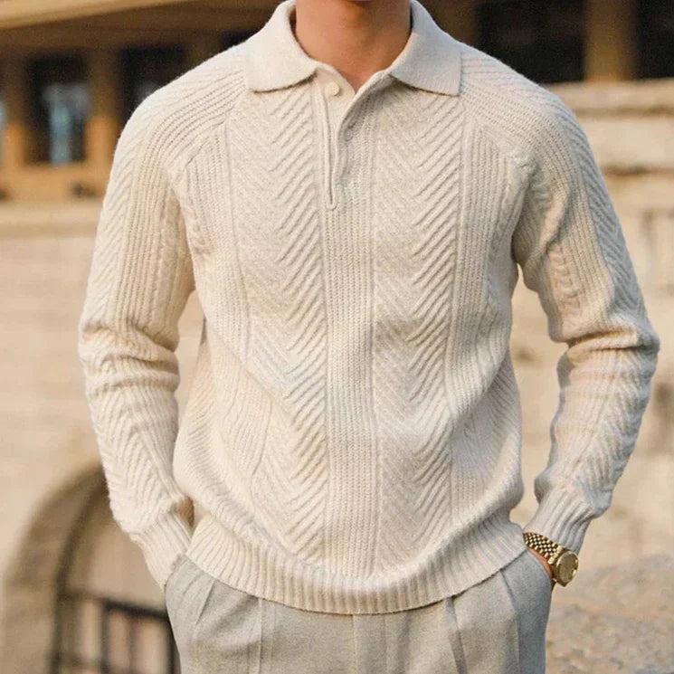 Noah | Old Money Cashmere Knitted Polo Sweater