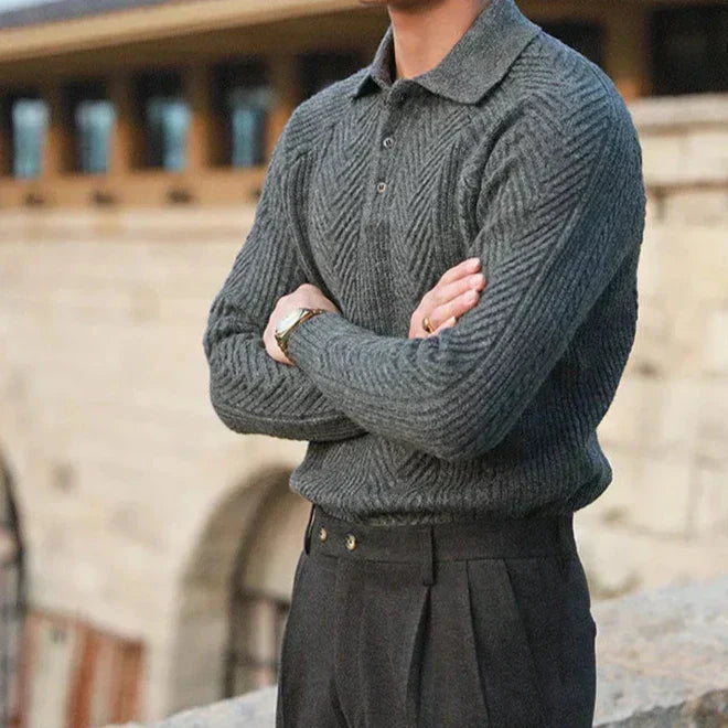 Noah | Old Money Cashmere Knitted Polo Sweater
