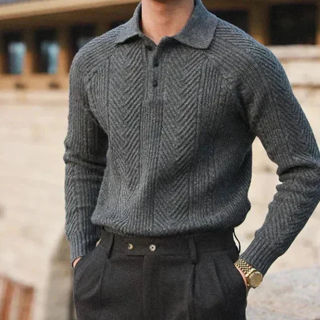 Noah | Old Money Cashmere Knitted Polo Sweater