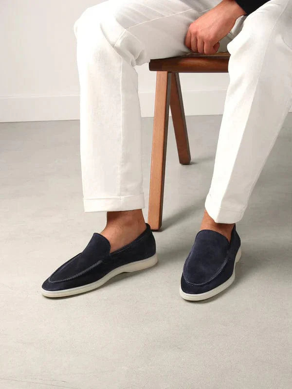James – Navy Suede Loafers