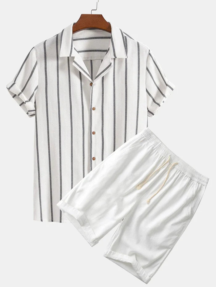 Old Money Luxurious Striped Shirt Set