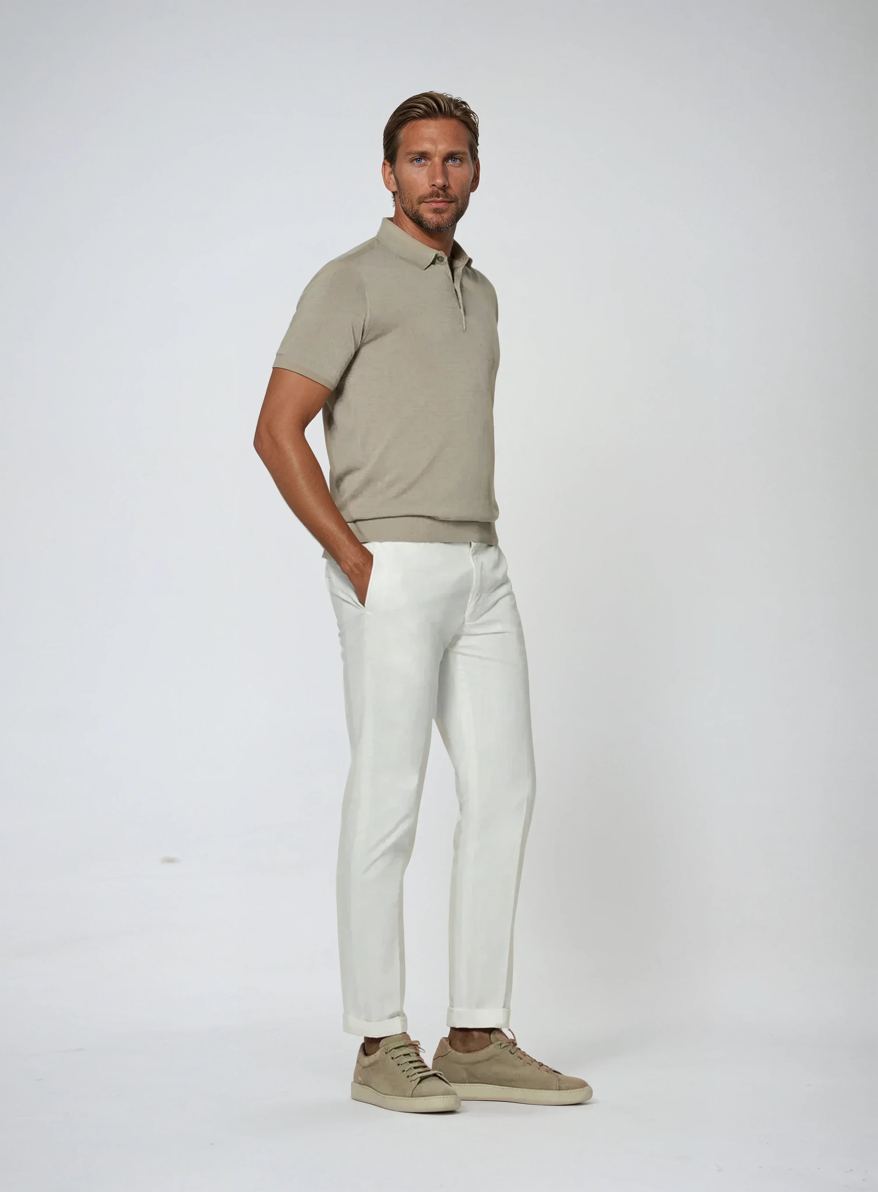 Old money Khaki men's polo shirt
