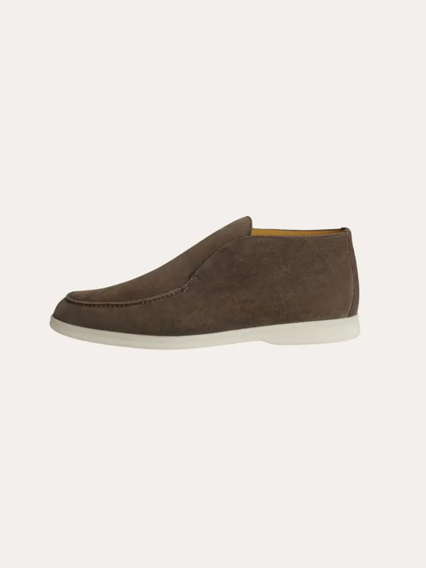 Dark grey suede winter loafers