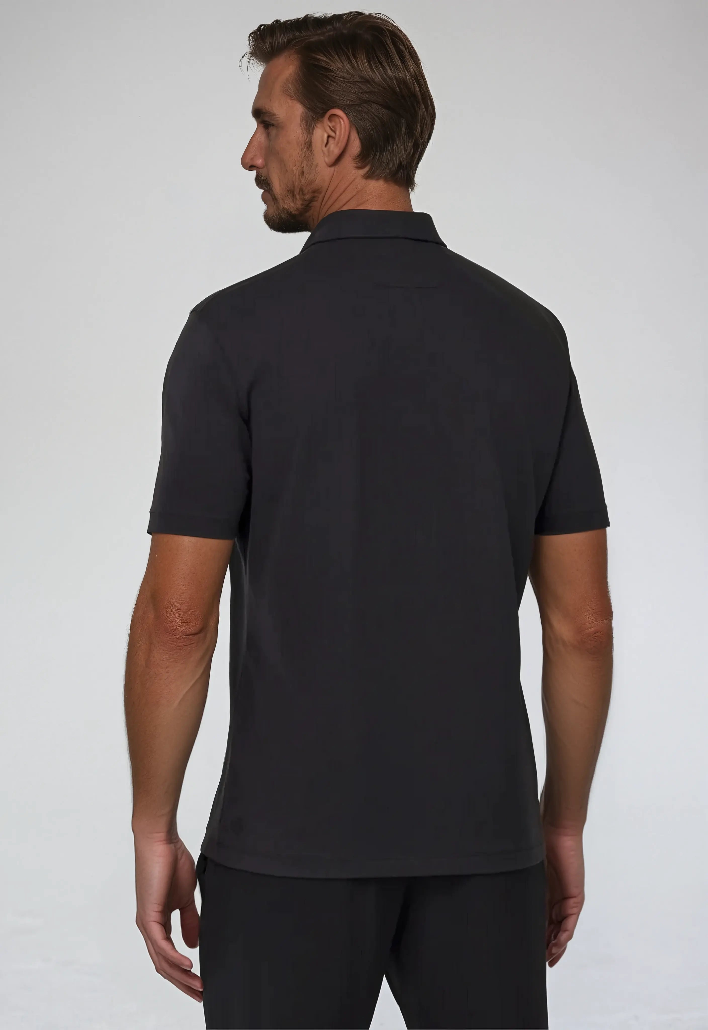 Thomas - Black men's polo with zipper