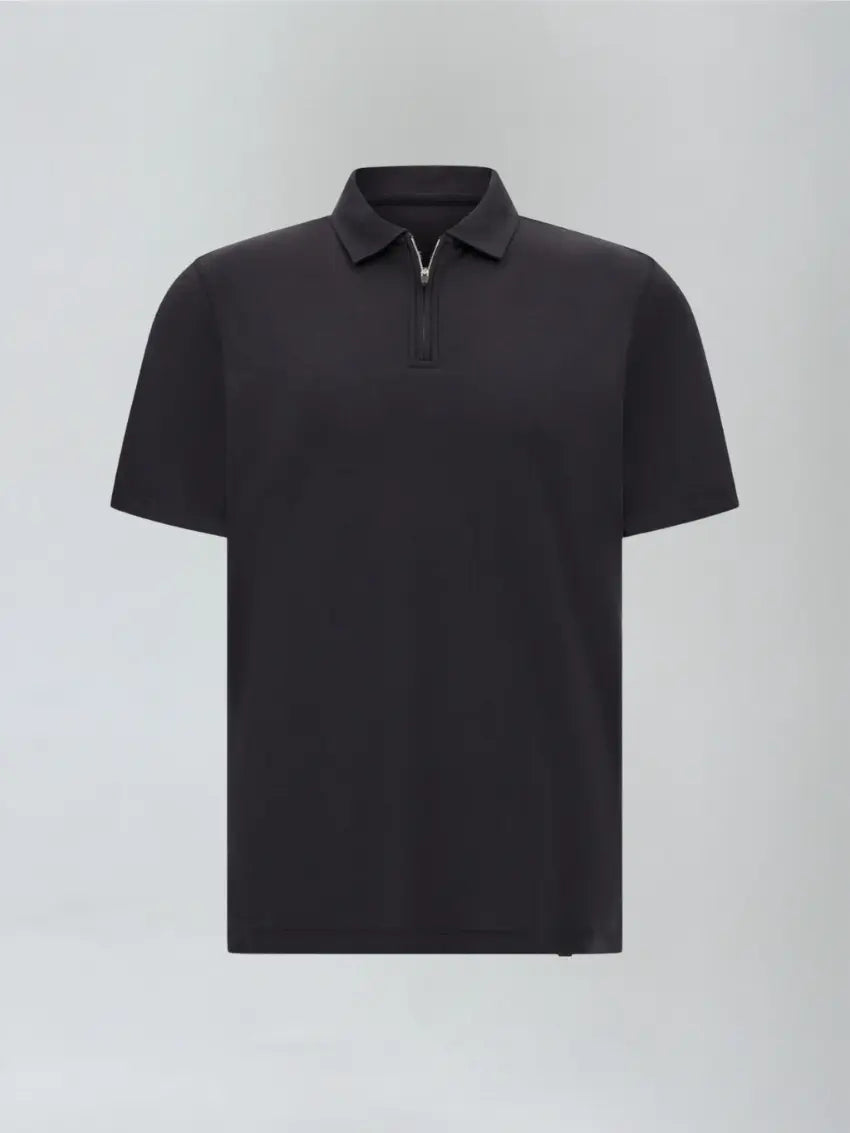 Thomas - Black men's polo with zipper