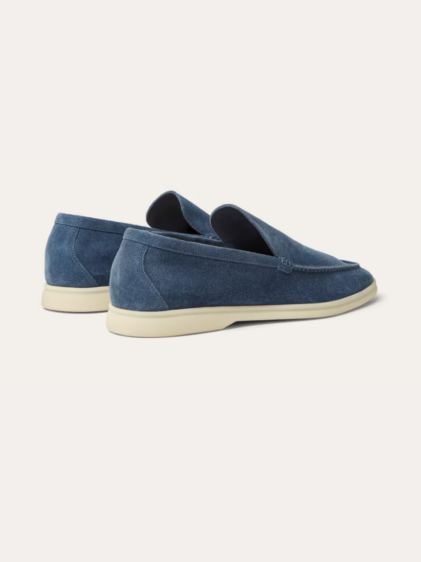 Timeless blue suede loafers