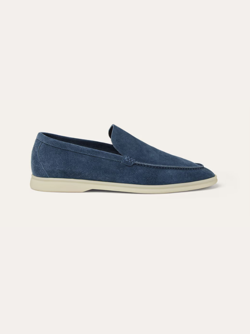 Timeless blue suede loafers