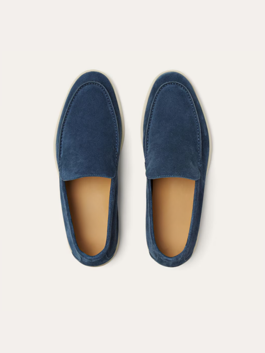 Timeless blue suede loafers