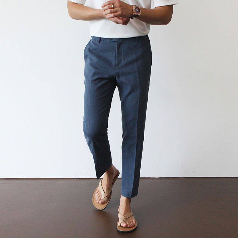 White linen casual pants men
