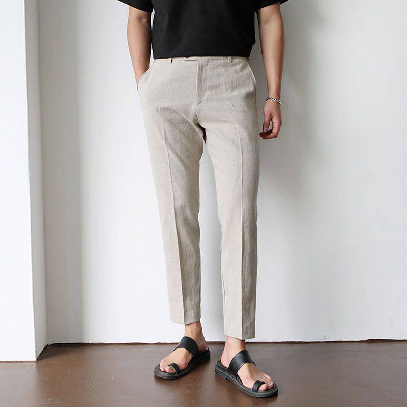 White linen casual pants men