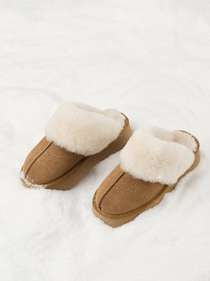 Old Money Slipper-Stiefel Damen - Luxuriöse Beige Slipper-Stiefel mit Pelzfutter