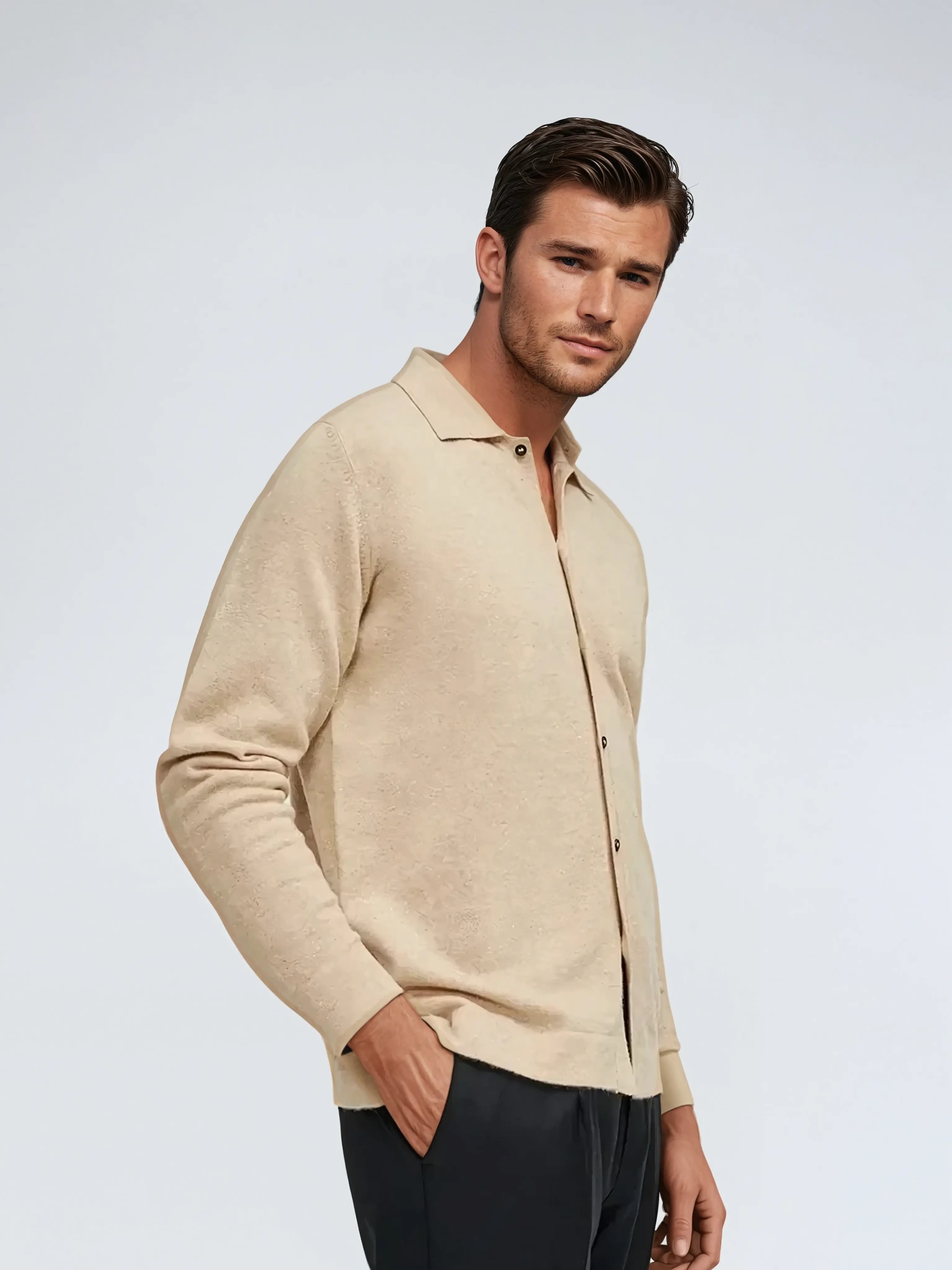 Cashwool herreskjorte beige