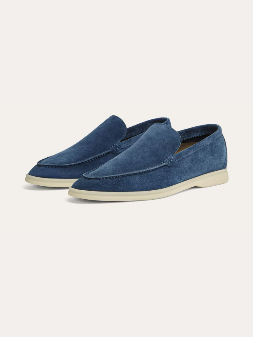 Blå ruskind loafers herre