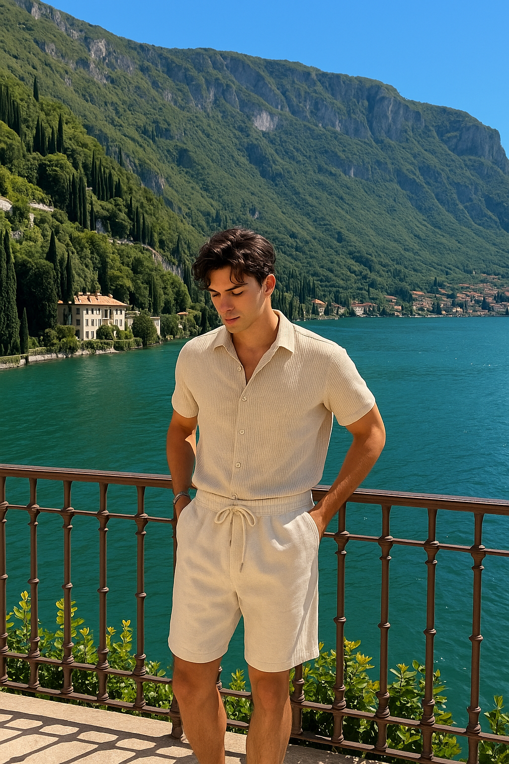 Linen summer set with shorts