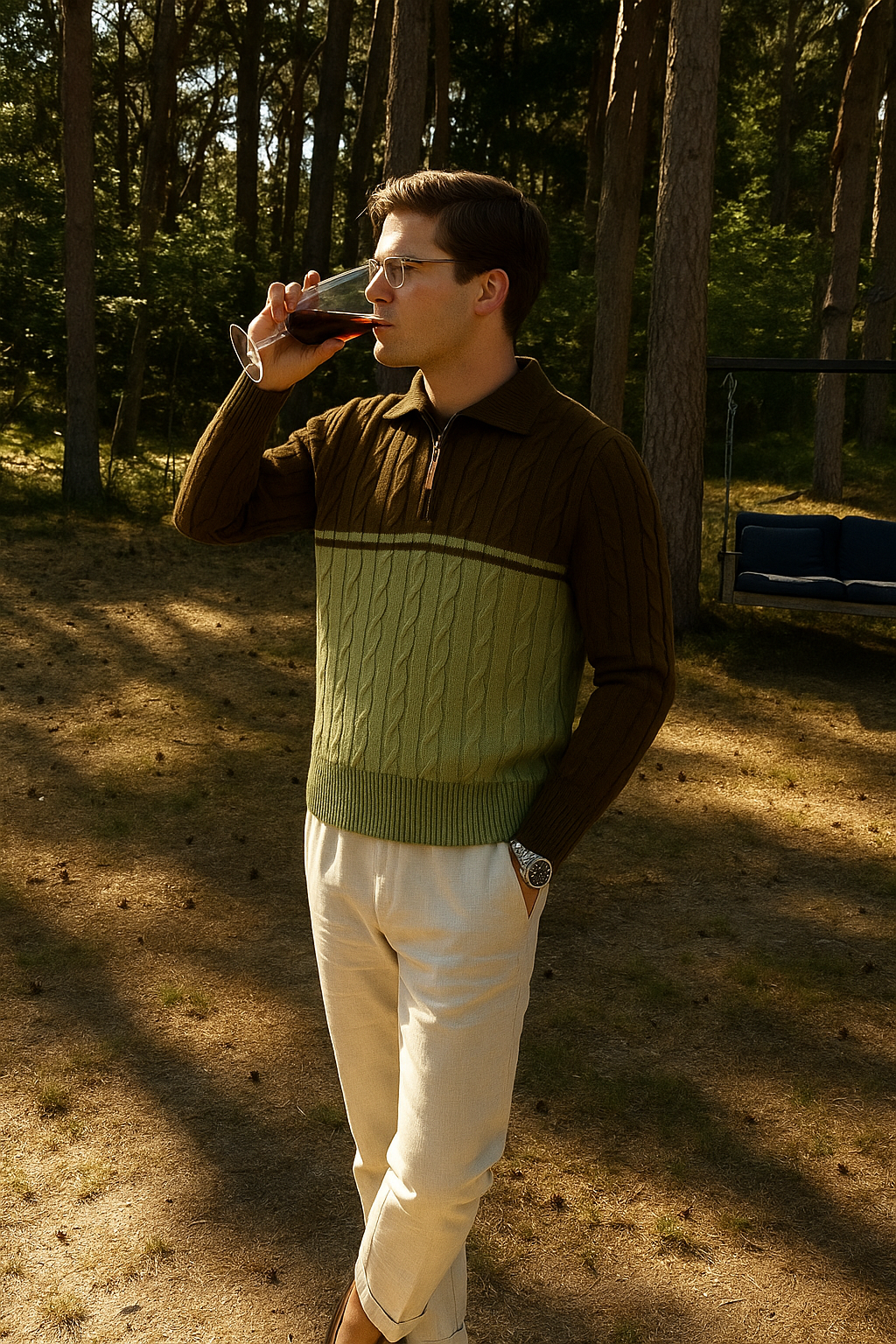 Mads - Sporty Cable Knit Sweater