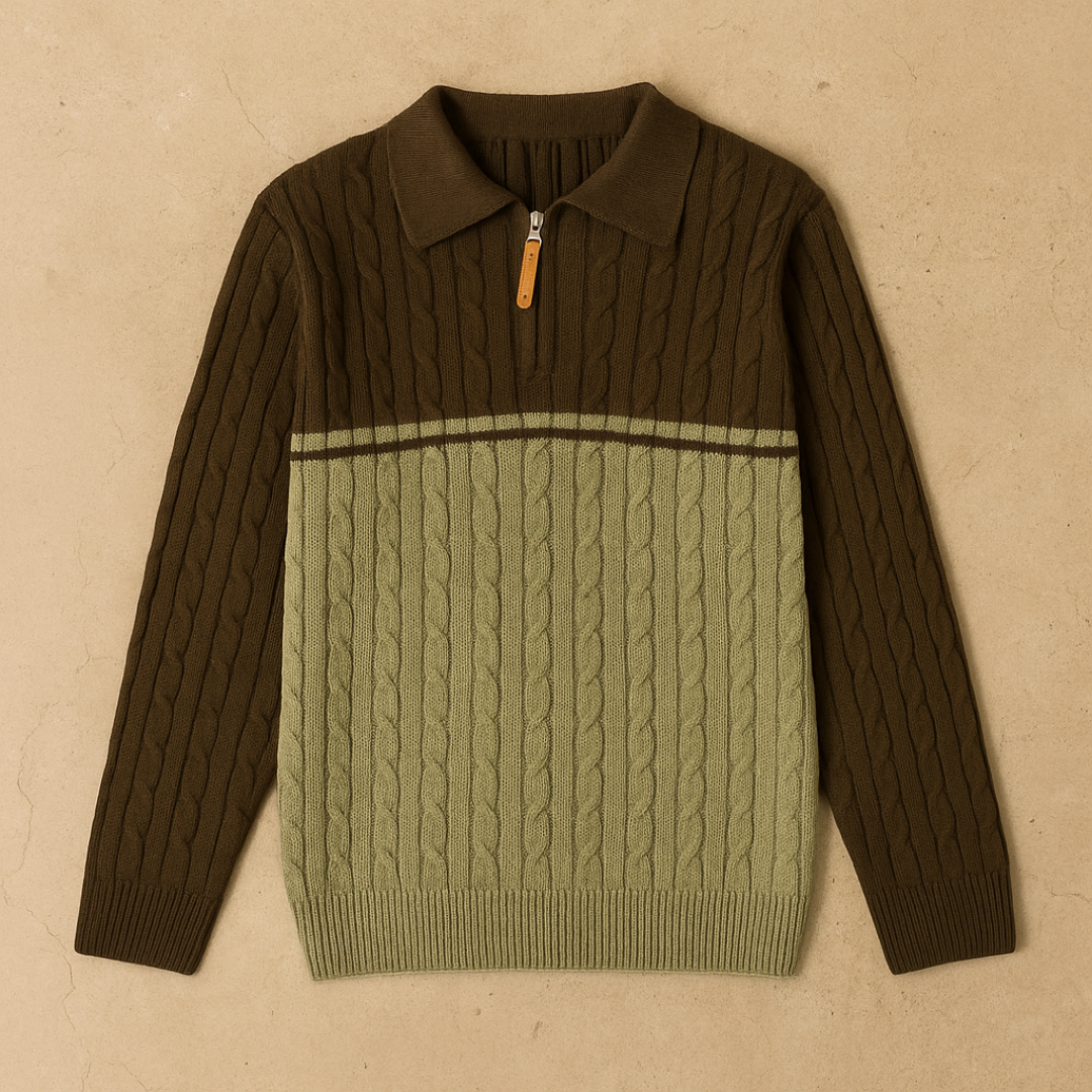 Mads - Sporty Cable Knit Sweater