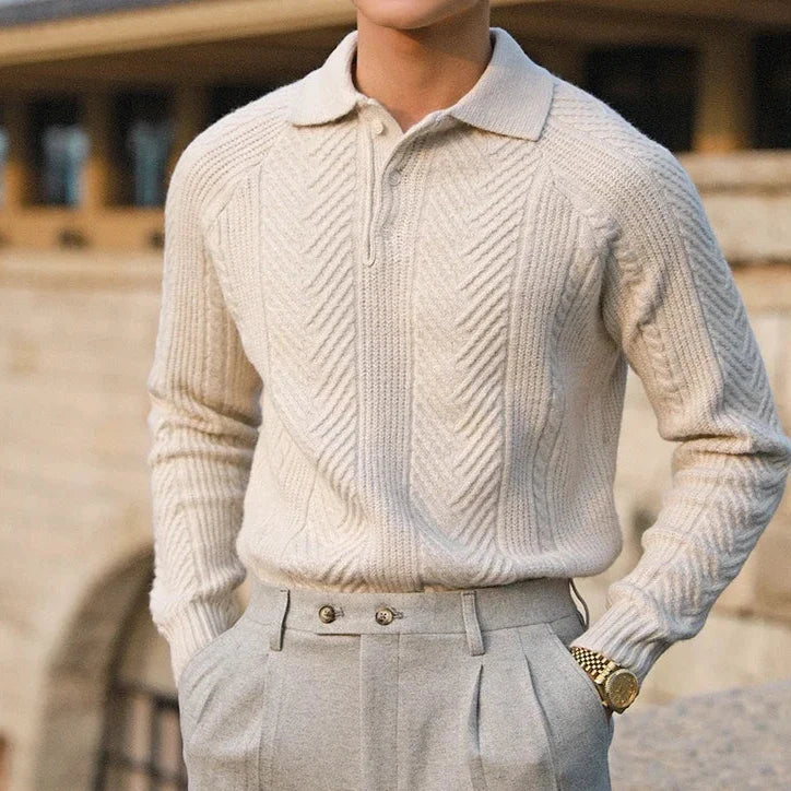 Noah | Old Money Cashmere Knitted Polo Sweater