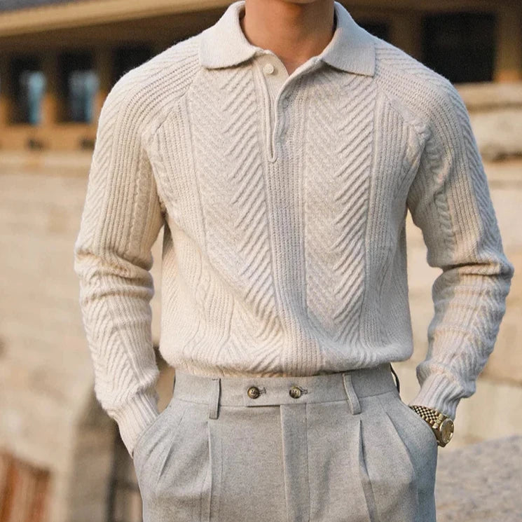Noah | Old Money Cashmere Knitted Polo Sweater