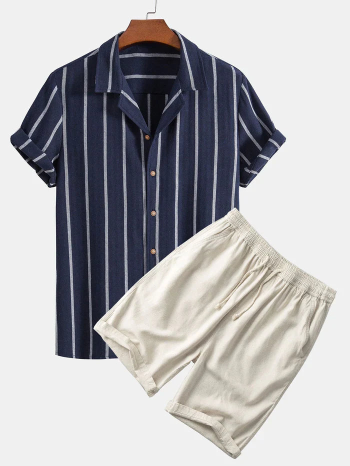 Old Money Luxurious Striped Shirt Set
