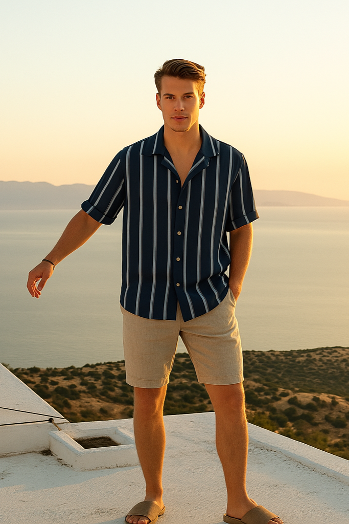 Old Money Luxurious Striped Shirt Set
