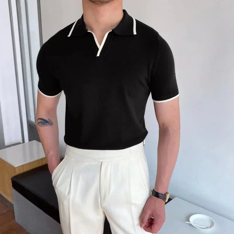 Old Money Sort herre poloshirt