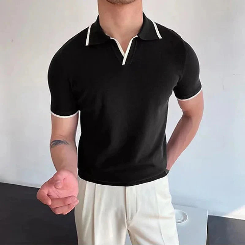 Old Money Sort herre poloshirt