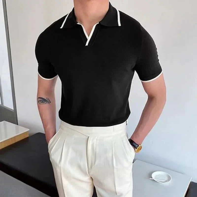Old Money Sort herre poloshirt