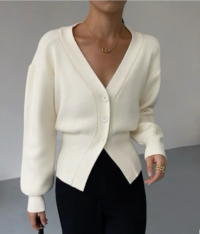 Old Money Cardigan Damen – Elegante Cardigan mit V-Ausschnitt und Knöpfen