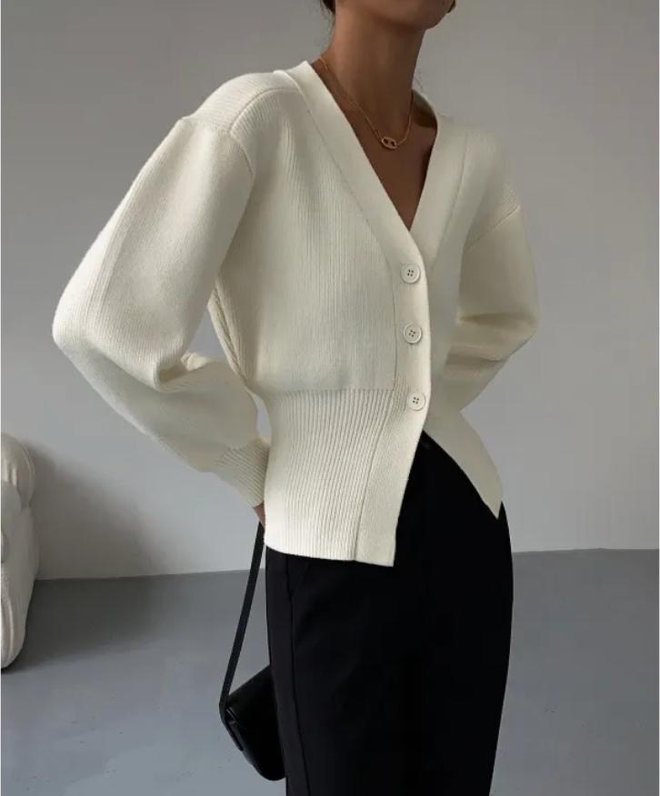 Old Money Cardigan Damen – Elegante Cardigan mit V-Ausschnitt und Knöpfen