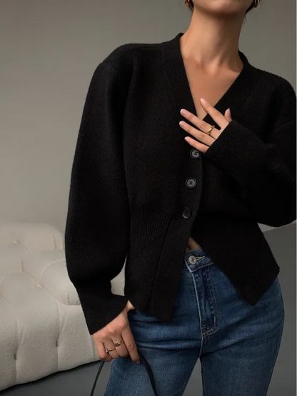 Old Money Cardigan Damen – Elegante Cardigan mit V-Ausschnitt und Knöpfen