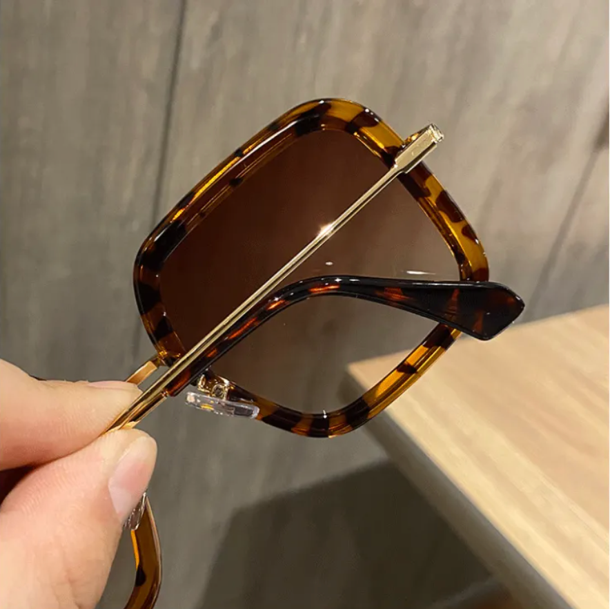 Old Money Sonnenbrille Damen - Stilvolle Elegante Braune Sonnenbrille mit Leopardenmotiv