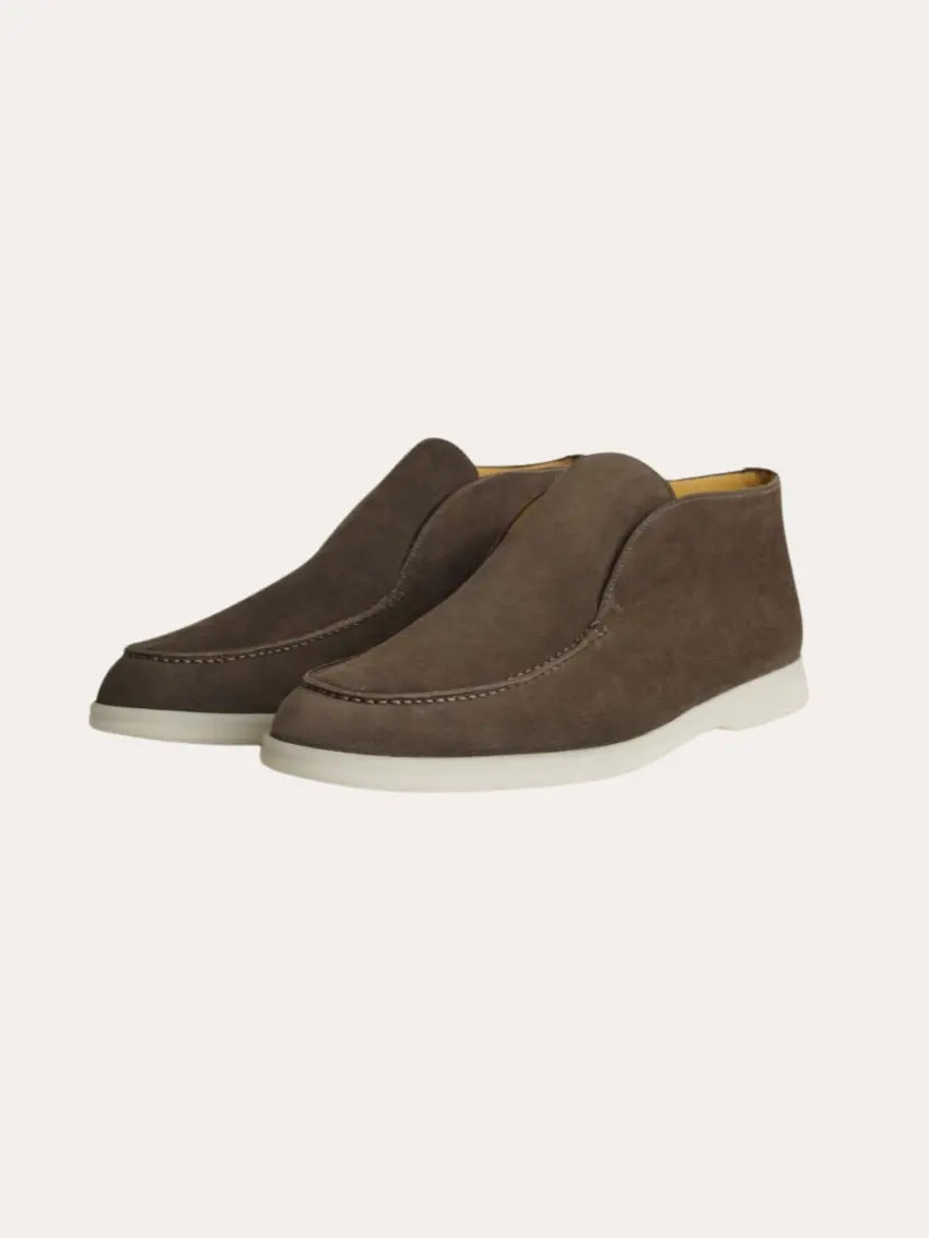Dark grey suede winter loafers