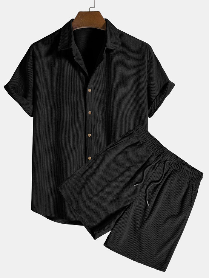 Linned sommersæt med shorts