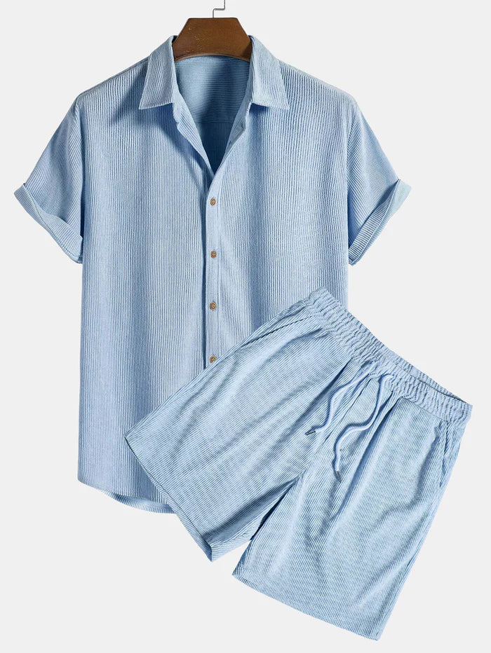 Linned sommersæt med shorts