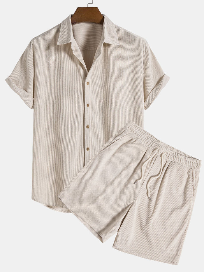 Linned sommersæt med shorts